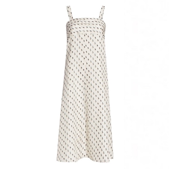 Theory Floral lkat Print Silk Tie Back Slip Midi Dress Size Medium - Picture 13 of 13